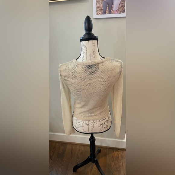 Woven Mesh Net Beige Women’s Top By “Just Polly New York” Size M - Picture 6 of 10
